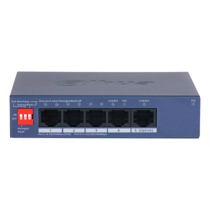 Dahua Technology CS4005-4ET1GT-36 network switch Managed L2 Gigabit Ethernet (10/100/1000) Power over Ethernet (PoE) Blue