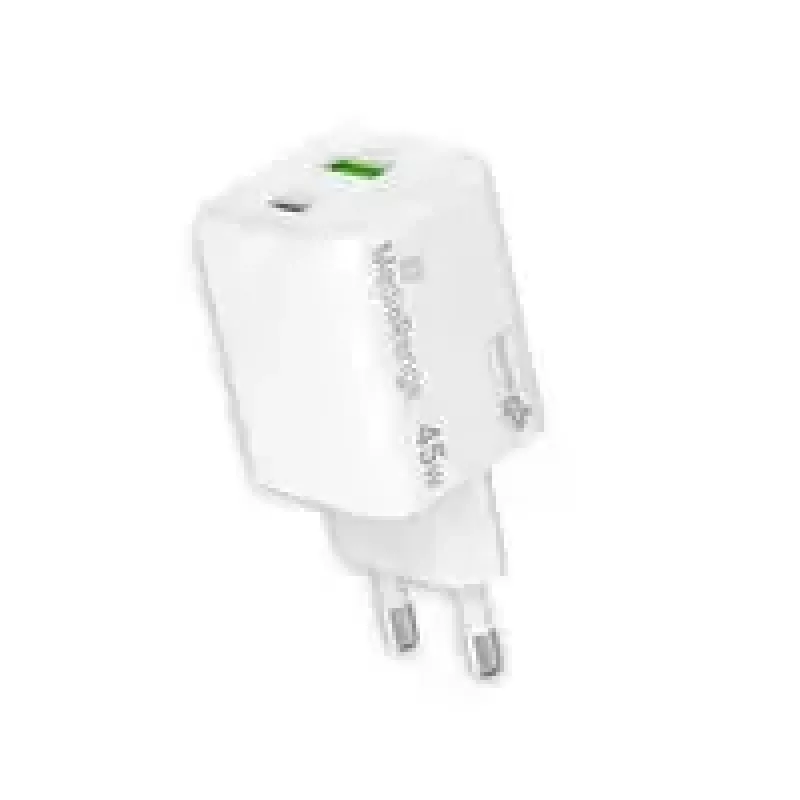 MediaRange MRMA113-2 USB-C 45W AC Indoor Charger for Smartphone and Tablet, White, Input 100–240V