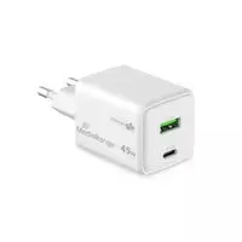 MediaRange MRMA113-2 USB-C 45W AC Indoor Charger for Smartphone and Tablet, White, Input 100–240V