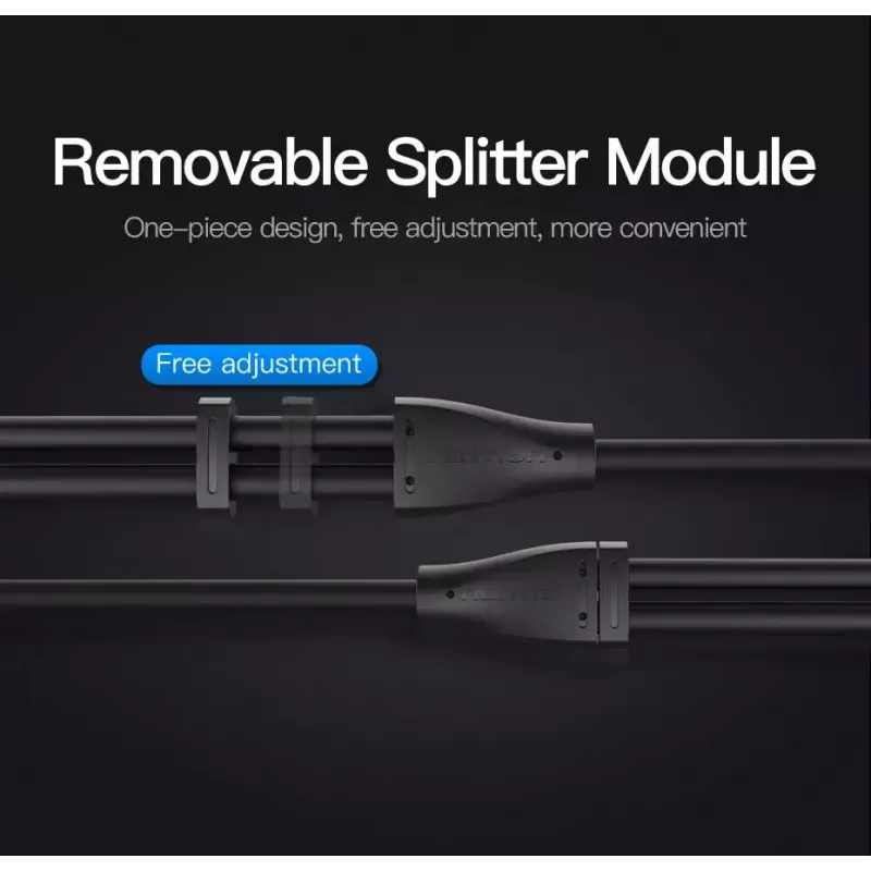 Vention 3.5mm Male to 2*3.5mm Female Stereo Splitter Cable 0.3M Black ABS