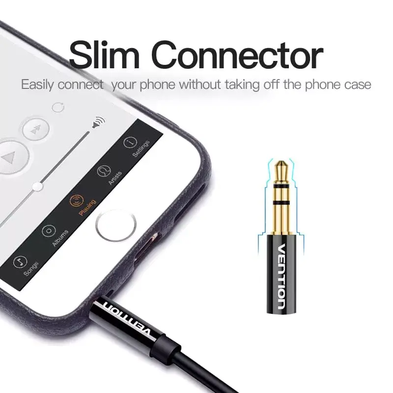 Vention 3.5mm Male to 2*3.5mm Female Stereo Splitter Cable 0.3M Black ABS