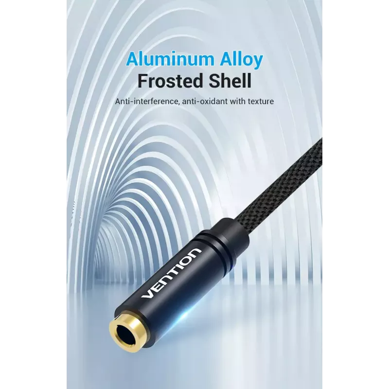 Audio adapter cable Vention 2×3.5 mm male to 4‑pole 3.5 mm female, 0.3 m, black