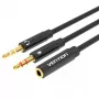 Audio adapter cable Vention 2×3.5 mm male to 4‑pole 3.5 mm female, 0.3 m, black