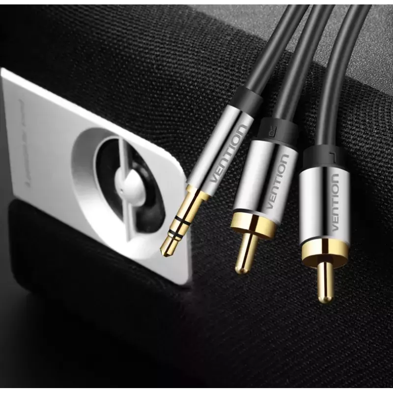 Audio cable Vention 3.5mm TRRS (male) to 2×RCA (male), 2 m, black