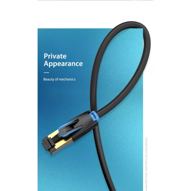 Vention Cat.8 SFTP Patch Cable 0.5M Black RJ-45 Gold Plating