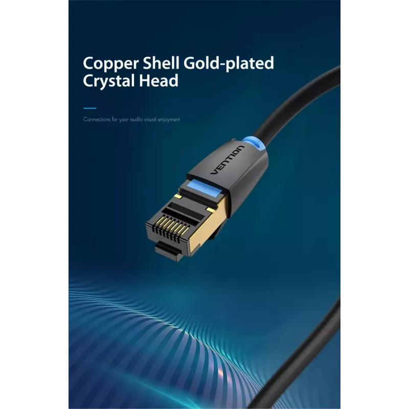 Vention Cat.8 SFTP Patch Cable 0.5M Black RJ-45 Gold Plating