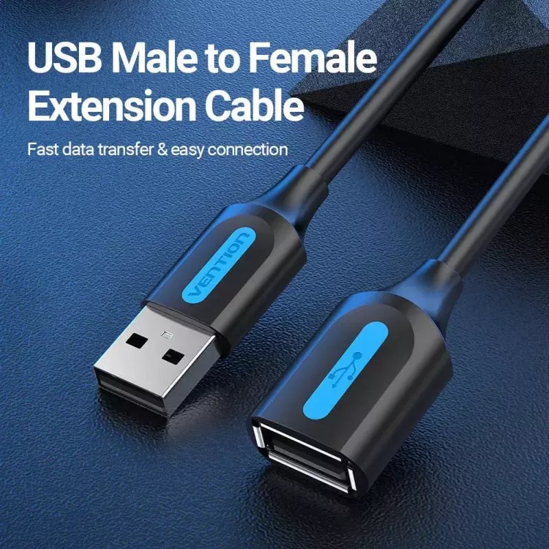Vention USB 2.0 A Male to A Female Extension Cable 2M black PVC