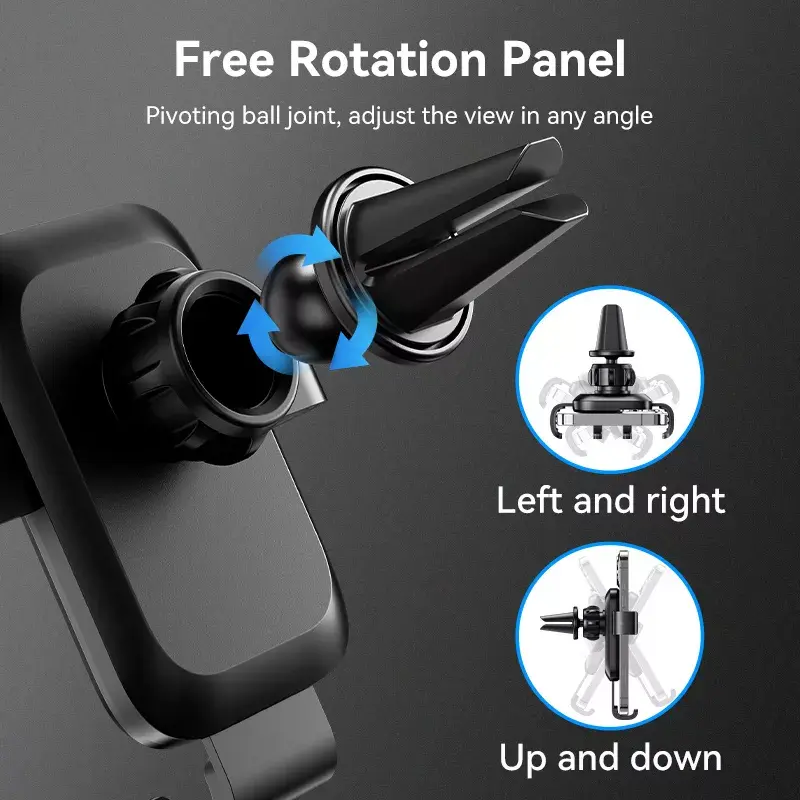 Vention KCTB0 auto-clamping car vent phone mount, black