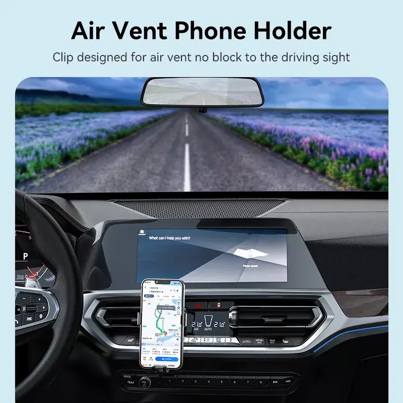 Vention KCTB0 auto-clamping car vent phone mount, black