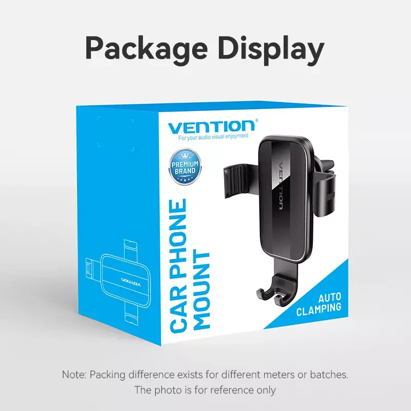 Vention KCTB0 auto-clamping car vent phone mount, black