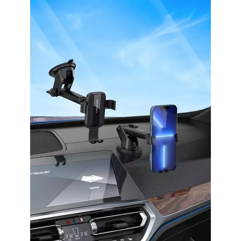 Car phone mount Vention KCOB0 — auto-clamping suction cup, clamp mount for smartphones, black, width 73 mm, height 117.6 mm
