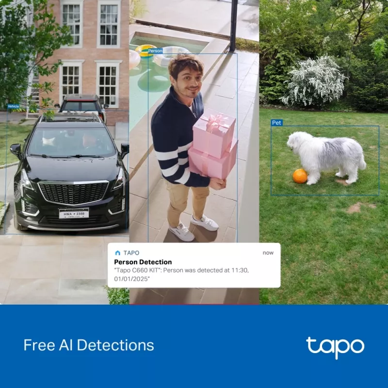 IP security camera TP‑Link Tapo C660 KIT — 8 MP 3840×2160, 4 mm lens, 20 fps, Wi‑Fi & Ethernet, outdoor IP65, IR night vision 12 m