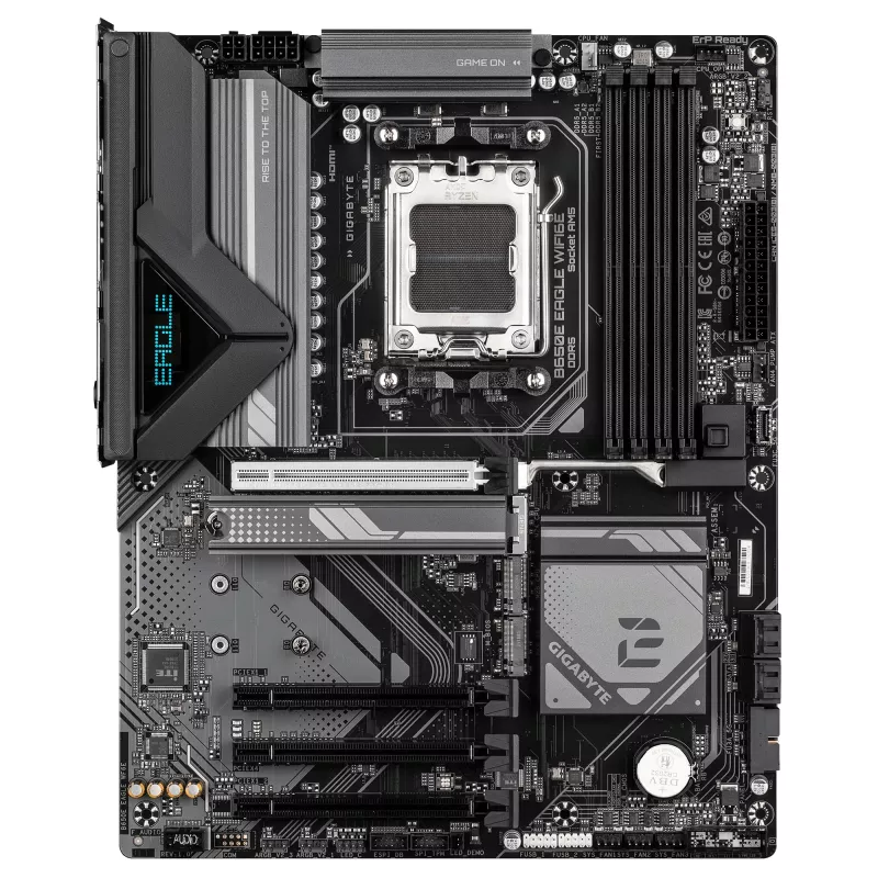 GIGABYTE B650E EAGLE WIFI6E Motherboard - AMD Ryzen 9000 Series CPUs, 8+2+2 Phases VRM, up to 8200MHz DDR5 (OC), 1xPCIe 5.0 + 2xPCIe 4.0 M.2, 2.5GbE LAN, WIFI 6E, USB 3.2 Gen 2
