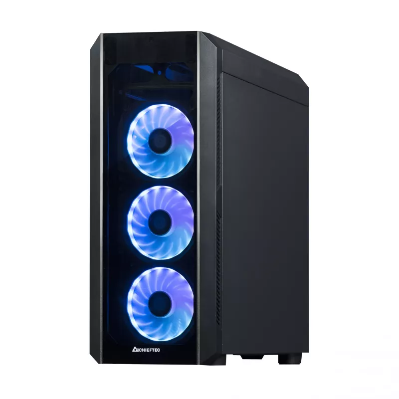 PC case CHIEFTEC Scorpion 3 GL-03B-OP — Tower ATX/Micro-ATX/Mini-ITX, tempered glass, 3×120 mm front fans