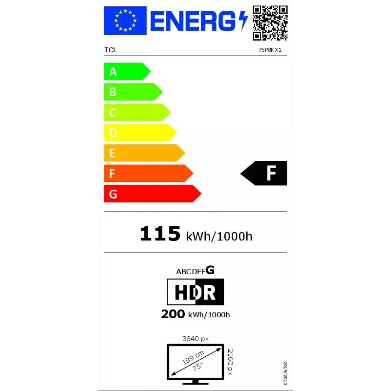 Television TCL P8K 75 inch 4K QLED HDR Display 3840 x 2160