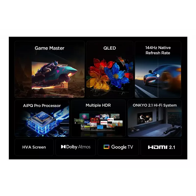 Television TCL P8K 75 inch 4K QLED HDR Display 3840 x 2160