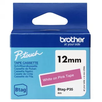 Label-making tape Brother BTAG-P35 White on pink 1.2 cm 4 m