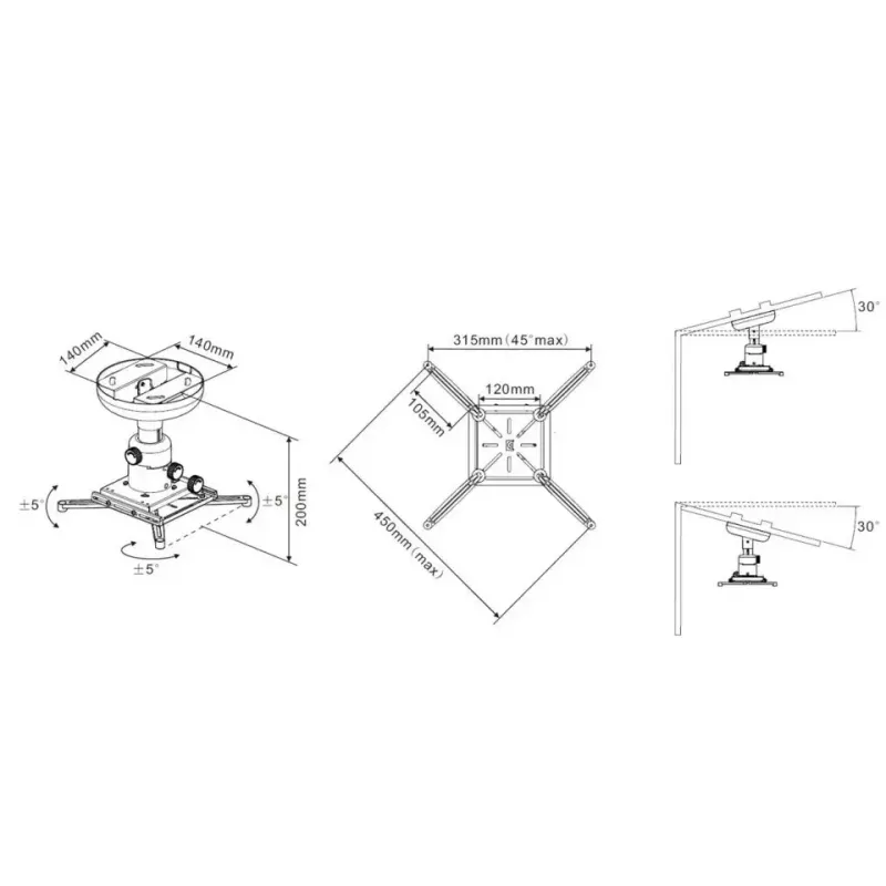 Ceiling mount Multibrackets M Universal Projector 200 with Fine tune