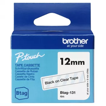 Label-making tape Brother BTAG-131 Black on transparent 1.2 cm 4 m