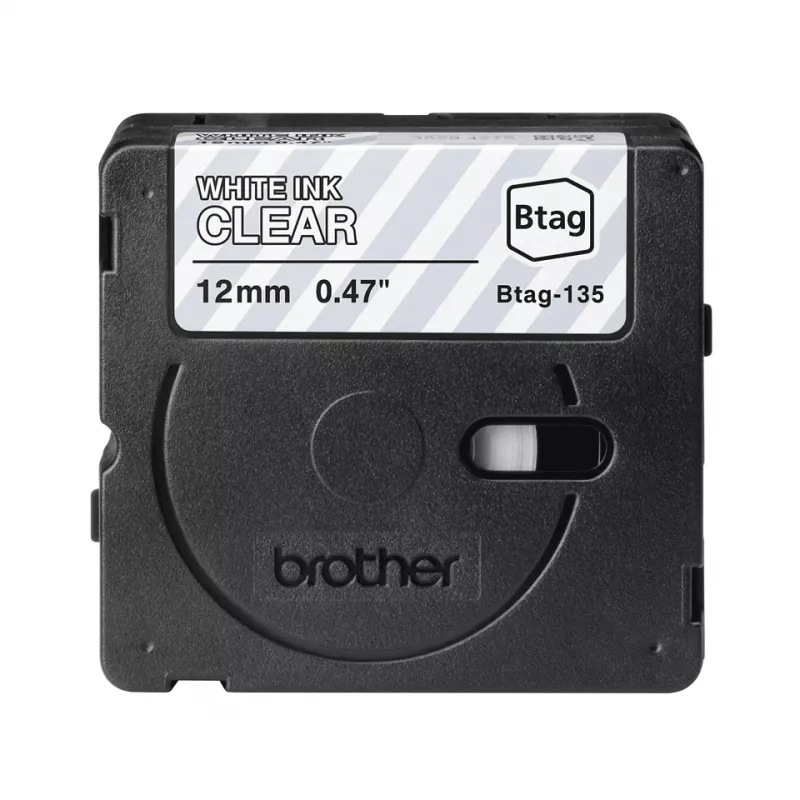 Label-making tape Brother BTAG-135 White on transparent 1.2 cm 4 m