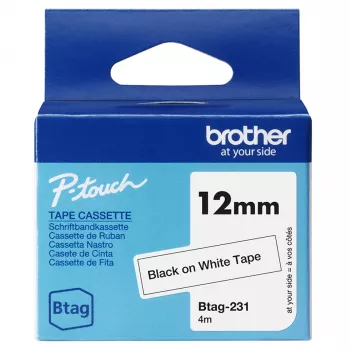 Brother BTAG-231 label-making tape Black on white 1.2 cm 4 m