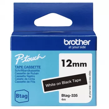 Label-making tape Brother BTAG-335 White on black 1.2 cm 4 m