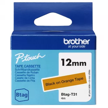 Label-making tape Brother BTAG-T31 Black on orange 1.2 cm 4 m