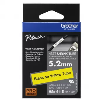 Printer Ribbon Brother HSE-211E Black 5.2mm x 1.5m