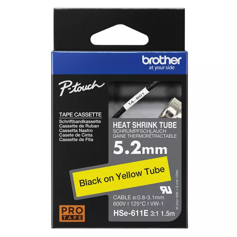 Printer Ribbon Brother HSE-211E Black 5.2mm x 1.5m