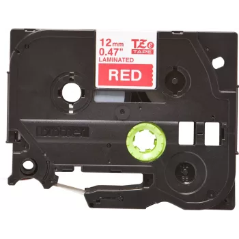 Brother TZE-435 label-making tape White on red