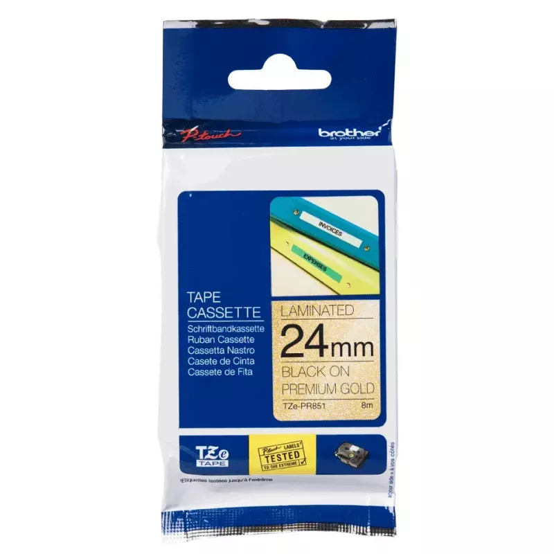 Brother TZE-PR851 label-making tape Black on gold