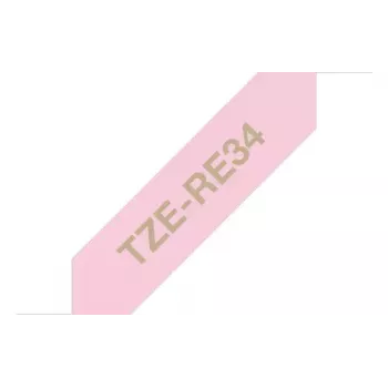 Brother TZE-RE34 label-making tape Gold on Pink