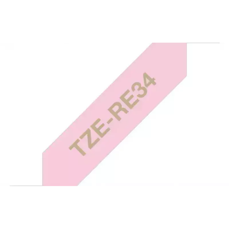 Brother TZE-RE34 label-making tape Gold on Pink