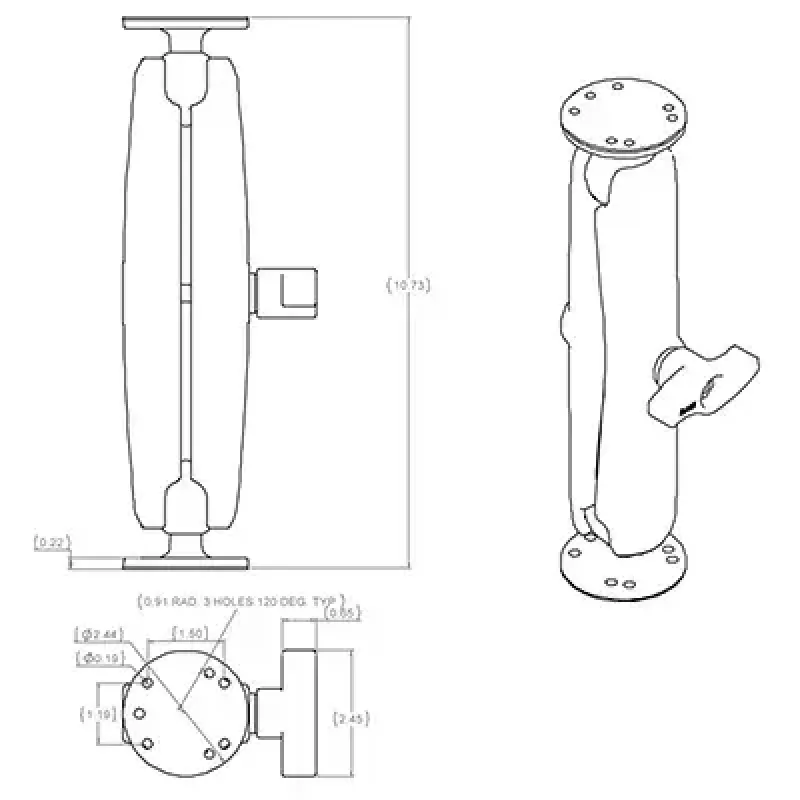 Double Ball Mount with Two Round Plates RAM Mounts RAM-101U-D