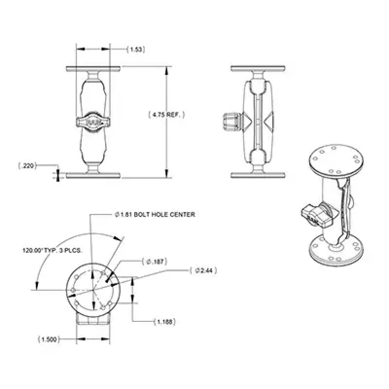 Universal Double Ball Mount RAM Mounts RAM-B-101U