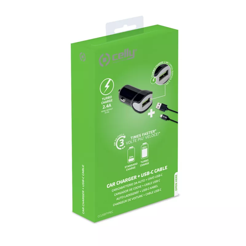 Celly CCUSBTYPEC mobile device charger Smartphone, Tablet Black Cigar lighter Auto