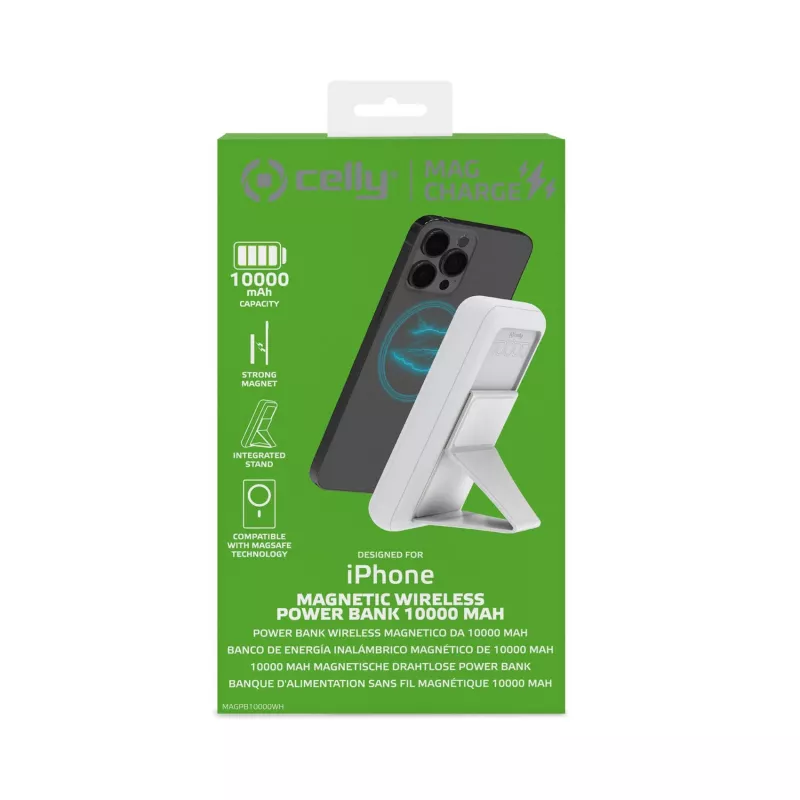 Celly MAGPB10000WH power bank 10000 mAh Wireless charging White