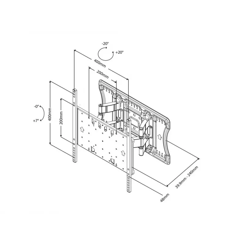 Multibrackets M VESA Super Slim Tilt & Turn HD, 52 kg, 101.6 cm (40 inch), 2.16 m (85 inch), 100 x 100 mm, 400 x 400 mm, 0 - 7°