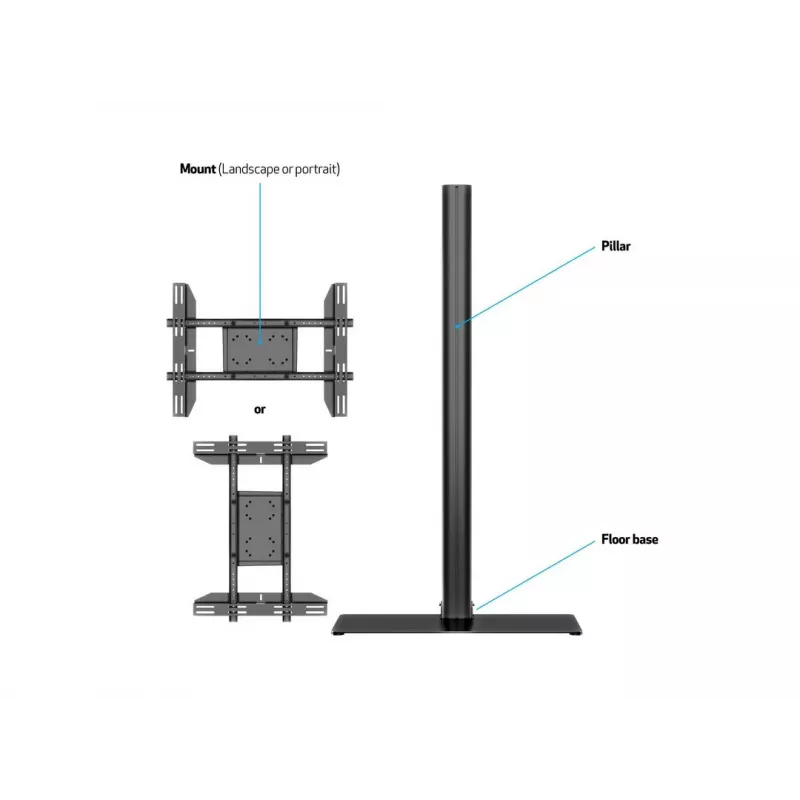 Display Stand Multibrackets M 180 Single Black with Floorbase