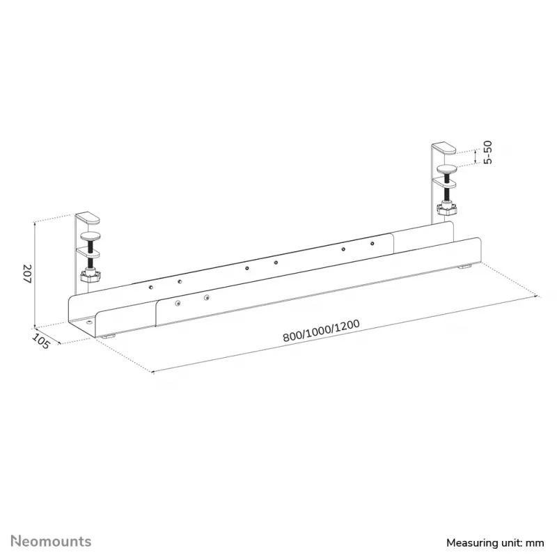 Cable tray Neomounts ADS07-120BL clamp-on universal, 120 mm width, black