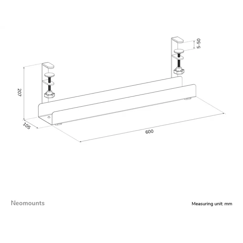 Cable tray Neomounts ADS07-121BL clamp-on design universal black
