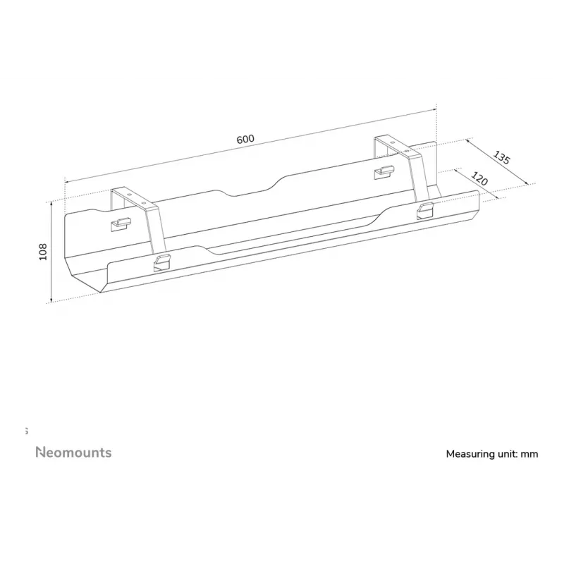 Cable tray Neomounts ADS07-122BL screw-mounted universal black, wall/rack mounting