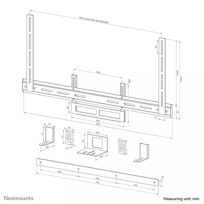 Neomounts AV2-500WH Videobar kit 43-110 inch - VESA - max 10 kg - universal
