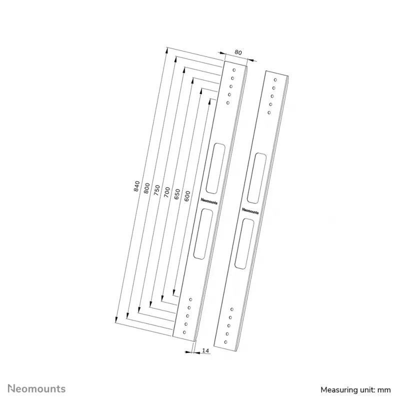 Extension kit Neomounts AWL-250BL18 VESA 400x600 800x800