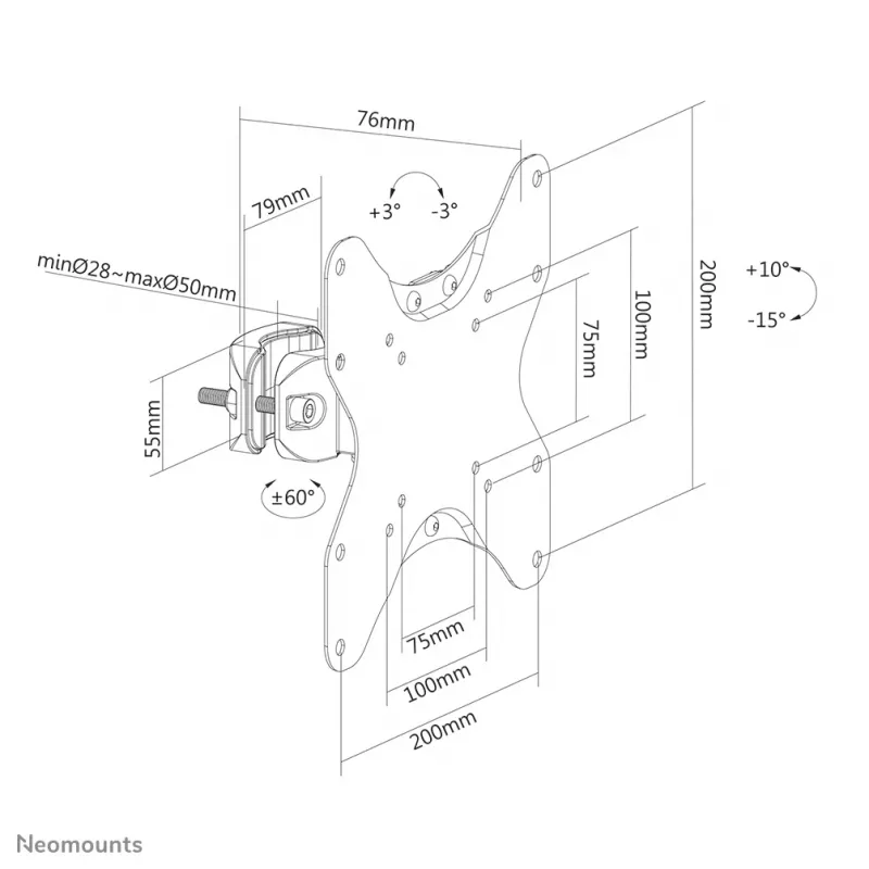 TV pole mount Neomounts FL40-430BL12 max weight 25 kg 23-42 inch