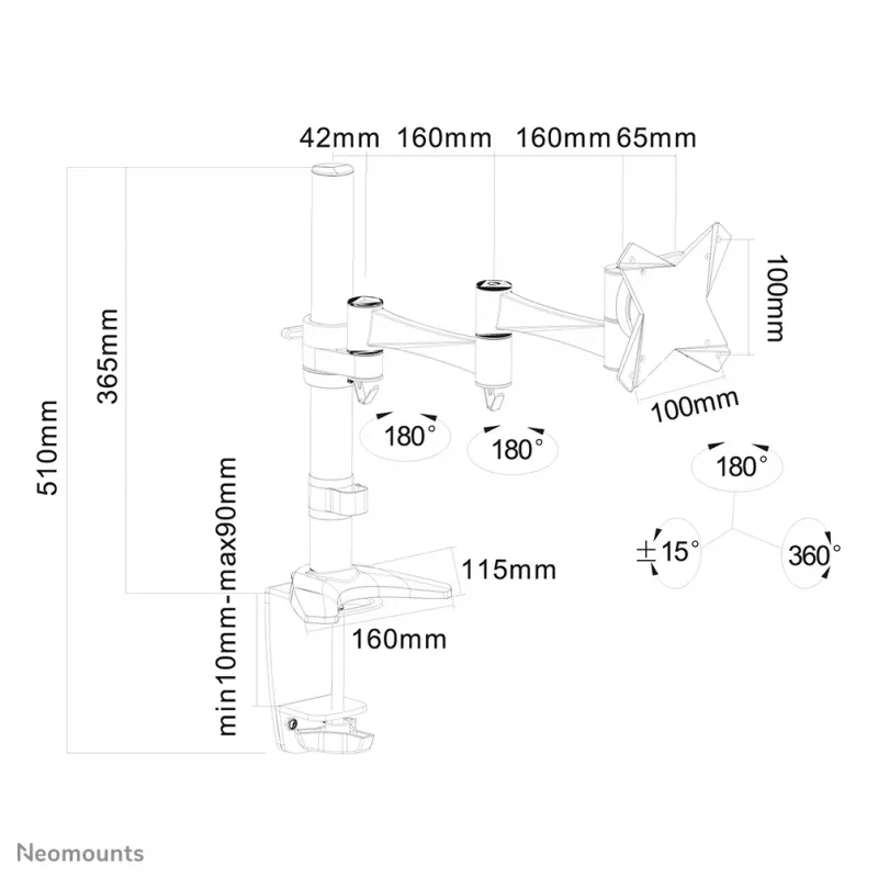 Neomounts FPMA-D1330SILVER Monitor arm 10-30 inch