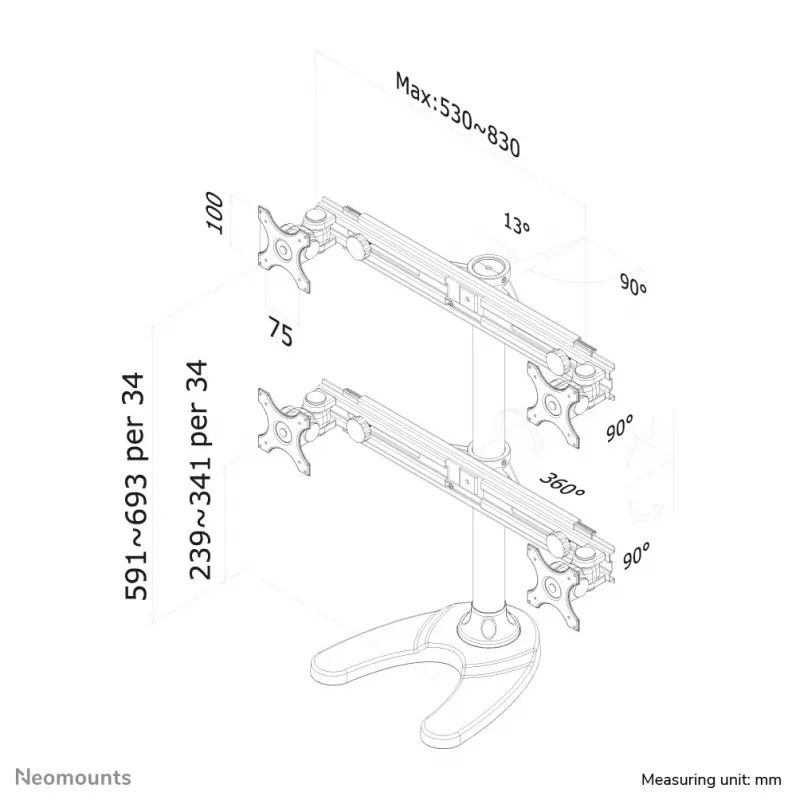 Neomounts FPMA-D700DD4 Monitor stand 19-30 inch