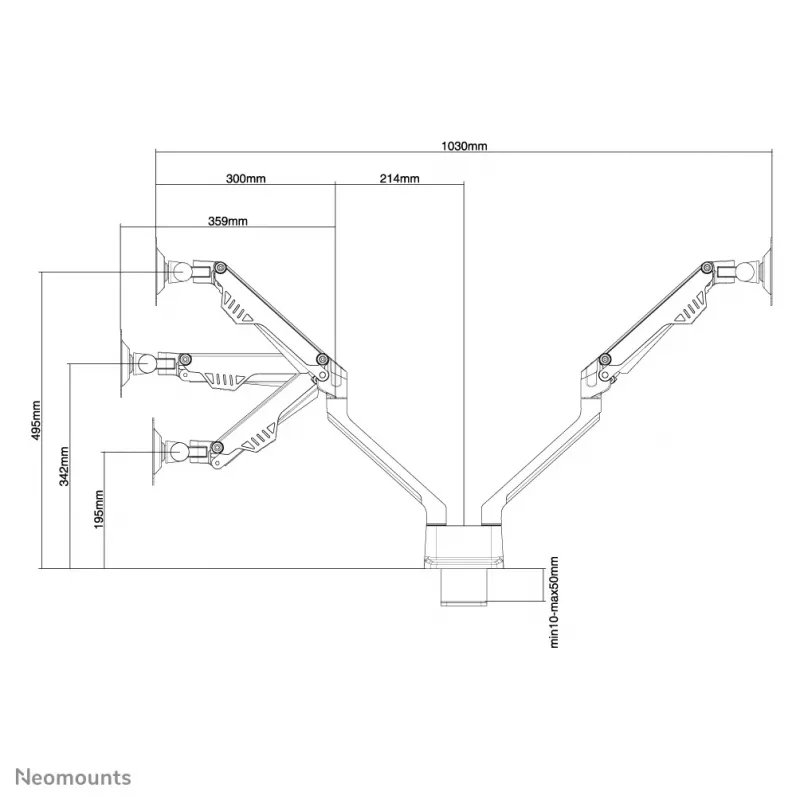 Neomounts FPMA-D750DSILVER Monitor arm 10-32 inch - gas spring - Topfix