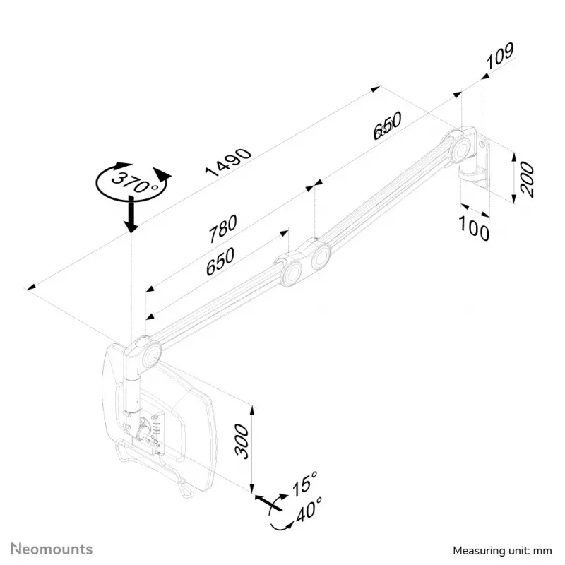 Neomounts FPMA-HAW200 Medical monitor arm wall 10-27 inch - h 0-149 cm - gas spring