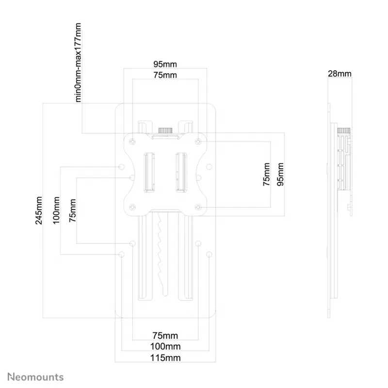 Neomounts FPMA-LIFT100 Height adjustable VESA adapter - universal